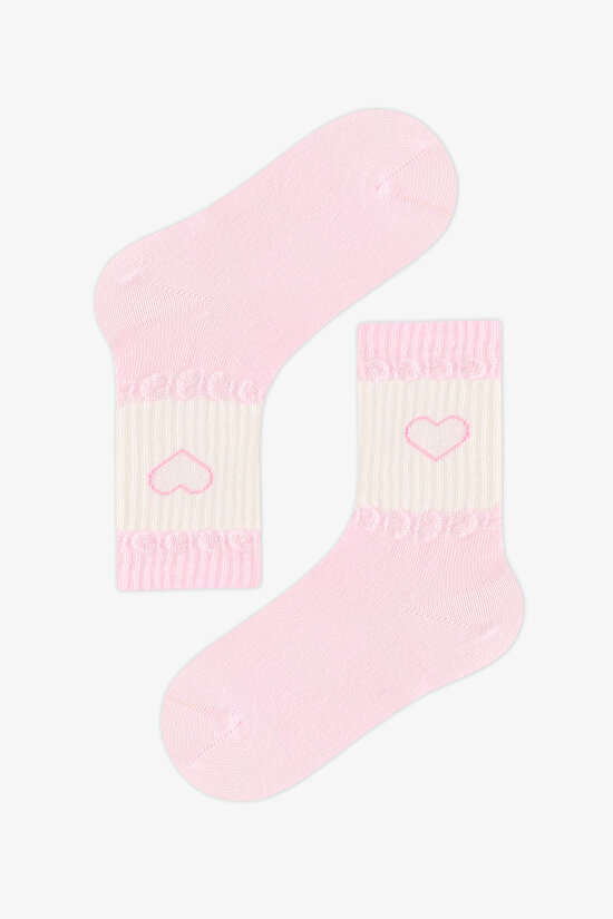Kız Çocuk Pembe Little Pink Bunny Tavşan Desenli Pamuklu 3 Çift Soket Çorap - 2