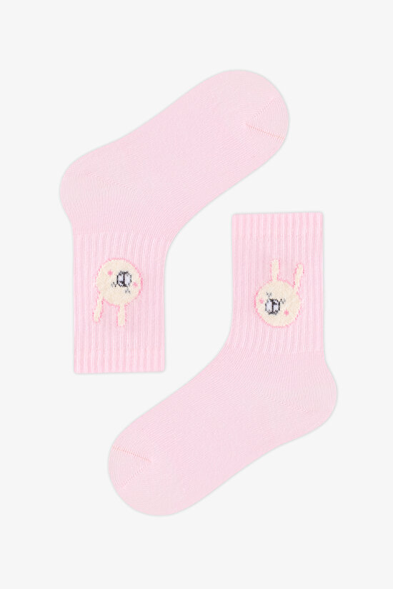 Kız Çocuk Pembe Little Pink Bunny Tavşan Desenli Pamuklu 3 Çift Soket Çorap - 3