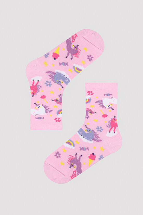 Kız Çocuk Unicorn 3lü Tenis Soket Çorap - 3