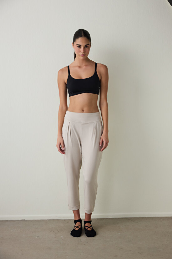 Beige High Waist Ankle Length Yoga Pants Beige High Waist Ankle Length Yoga Pants - 3