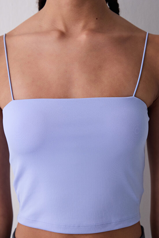 Light Blue Crop Smooth Top - 3