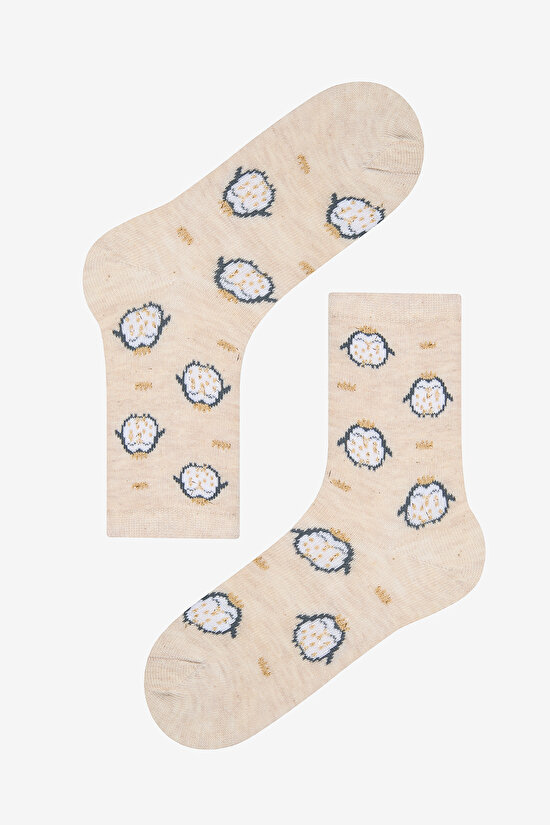 Kız Çocuk Shiny Penguin Çok Renkli 4lü Soket Çorap - 4