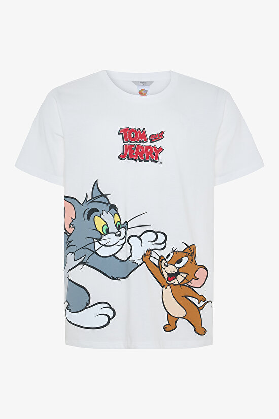 Erkek Tom&Jerry Slogan Baskılı Kısa Kollu Pijama Takımı - 6