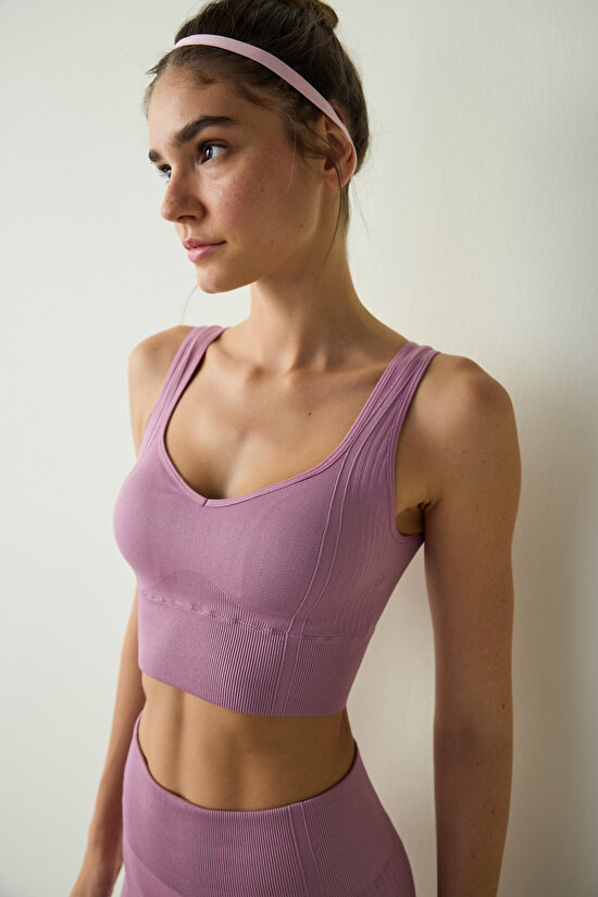 Pembe Dikişsiz Seamless Kalp Yaka Spor Sütyeni Pembe Dikişsiz Seamless Kalp Yaka Spor Sütyeni - 3