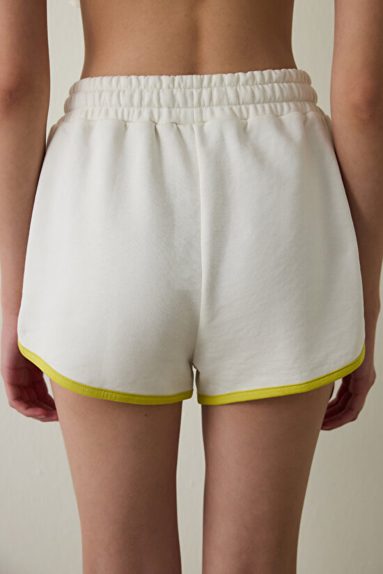 Light Beige Antalya Çiğdemi Oversize Normal Waist Tie Detail Shorts - Inspired by Flora - 4