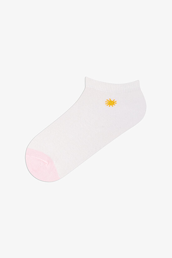 5 Çift Pamuklu Nakışlı Soket Çorap - 3