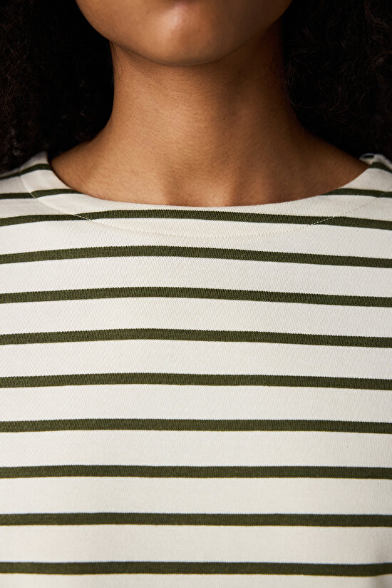 Beyaz Yeşil Çizgili Uzun Kollu Üst - 4