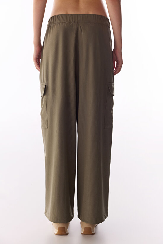Khaki Pleated Cargo Trousers - 3