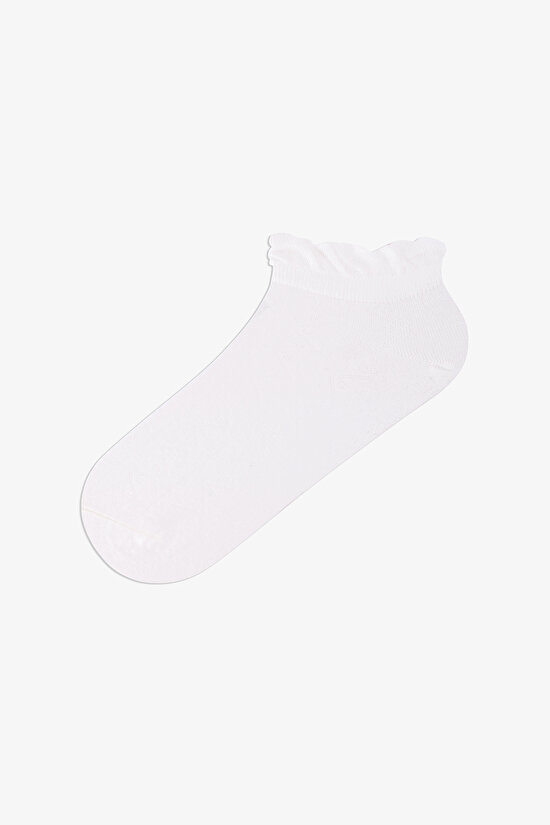 3 Çift Burun Dikişsiz Pamuklu Renkli Çiçek Nakışkı Fırfırlı Soket Çorap - 2