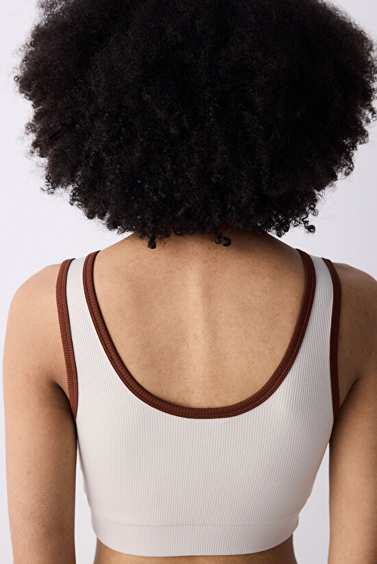 Ribbed Active Taş Rengi Spor Sütyeni - 6