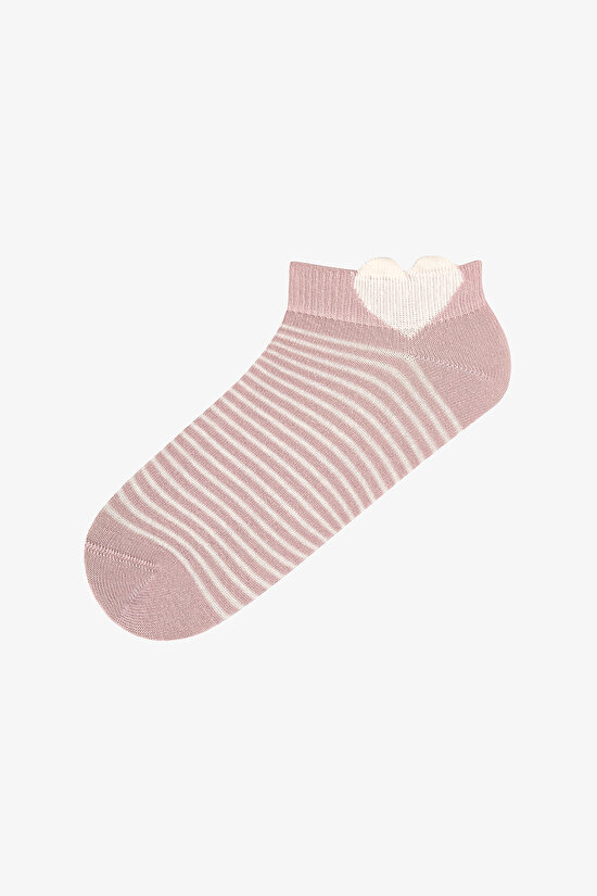 Beige Soft Heart Cotton 3 Pack Liner Socks - 2