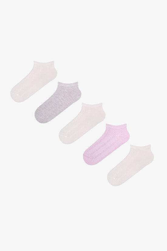 Grey Soft Clouded Jakarlı 5 Pack Liner Socks - 1
