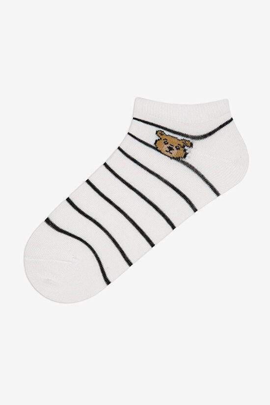 3 Çift Pamuklu Teddy Bear Ayı Desenli Patik Çorap - 4