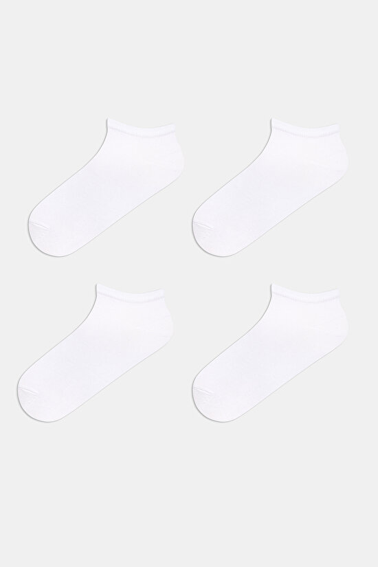 Basic 4 lü Beyaz Patik Çorap - 1