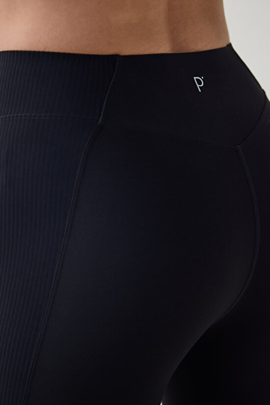 Black Light Support Ribbed Sides High Waist Leggings - 5