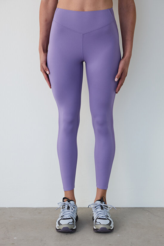 Lilac Light Support Ribbed Sides High Waist Leggings - 3