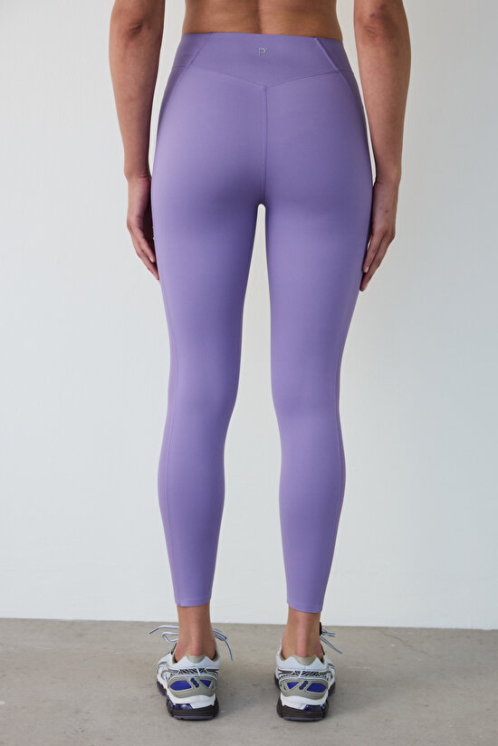 Lilac Light Support Ribbed Sides High Waist Leggings - 4