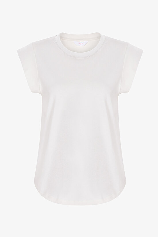 Kar Beyaz Curvy Tişört - 1