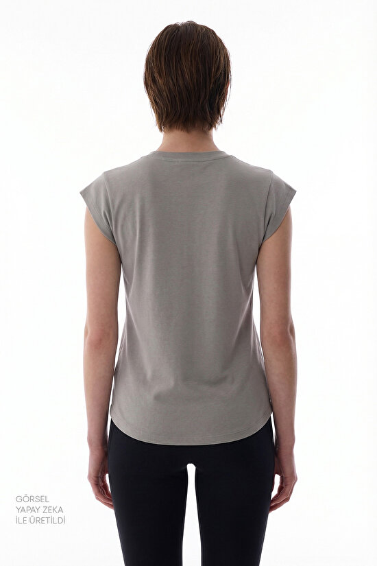 Grey Crew Neck Cotton T-Shirt - 2