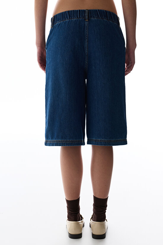 Denim Blue Longline Bermuda Trousers - 3