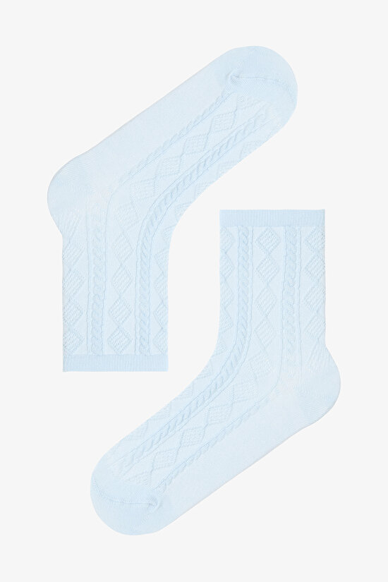 5 Çift Pamuklu Fırfırlı Kendinden Desenli Patik Çorap - 2