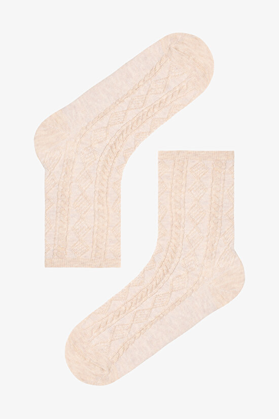 5 Çift Pamuklu Fırfırlı Kendinden Desenli Patik Çorap - 4