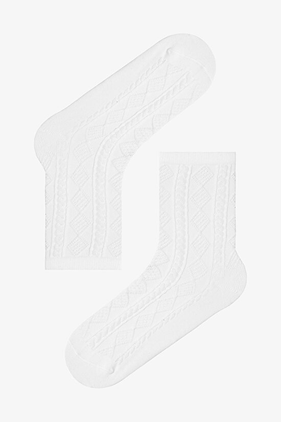 5 Çift Pamuklu Fırfırlı Kendinden Desenli Patik Çorap - 6