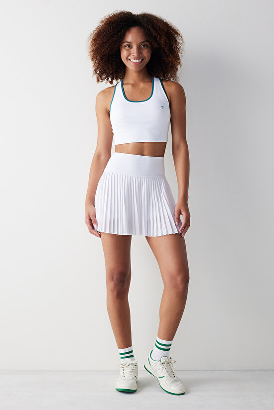 High Waist White Tennis Skirt - 3