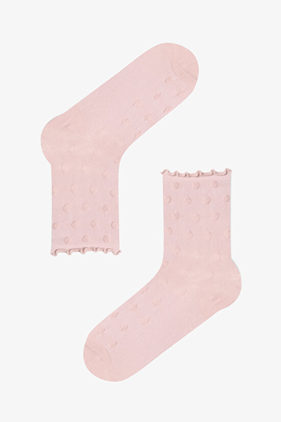 3 Pairs of Cotton Polka Dot Patterned Ruffle Socket Socks - 4