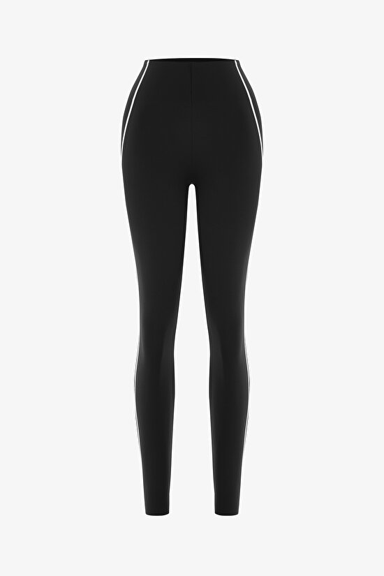 Black Medium Support Contrast Bonding High Waist Leggings - 8