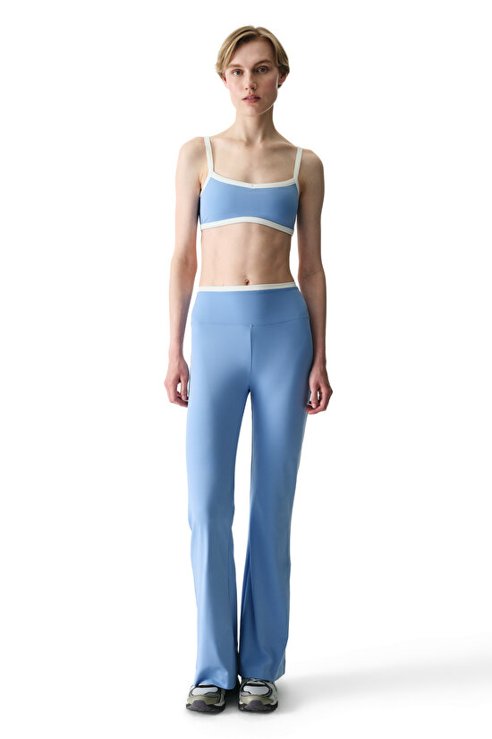 Mavi Kontrast Biyeli Çıkarılabilir Pedli Spor Sütyeni - 3