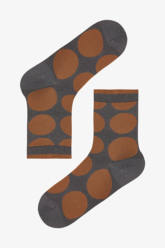 2 Çift Pamuklu Büyük Puantiye Desenli Soket Çorap - 2