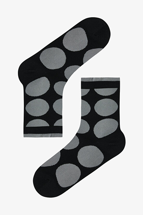 2 Çift Pamuklu Büyük Puantiye Desenli Soket Çorap - 3