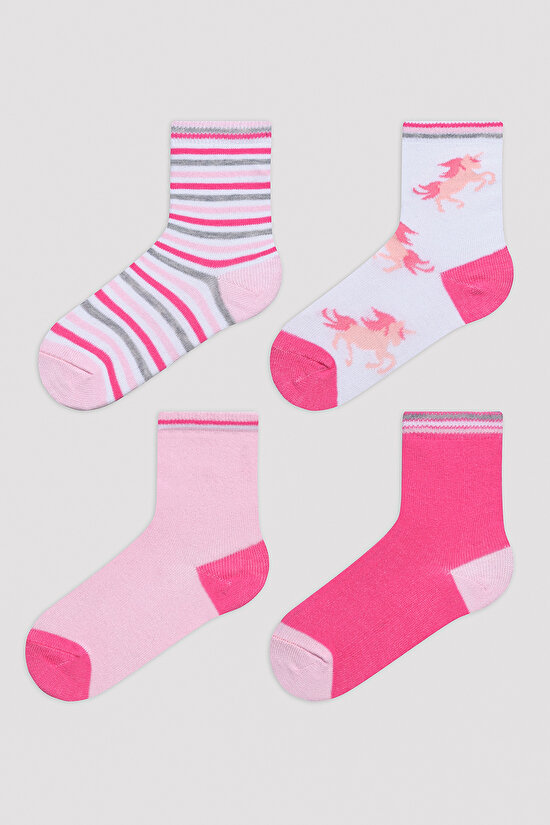 Kız Çocuk Pinky Unicorn 4lü Soket Çorap - 1