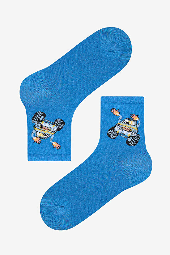 Erkek Çocuk Off Road Car Çok Renkli 4lü Soket Çorap - 5