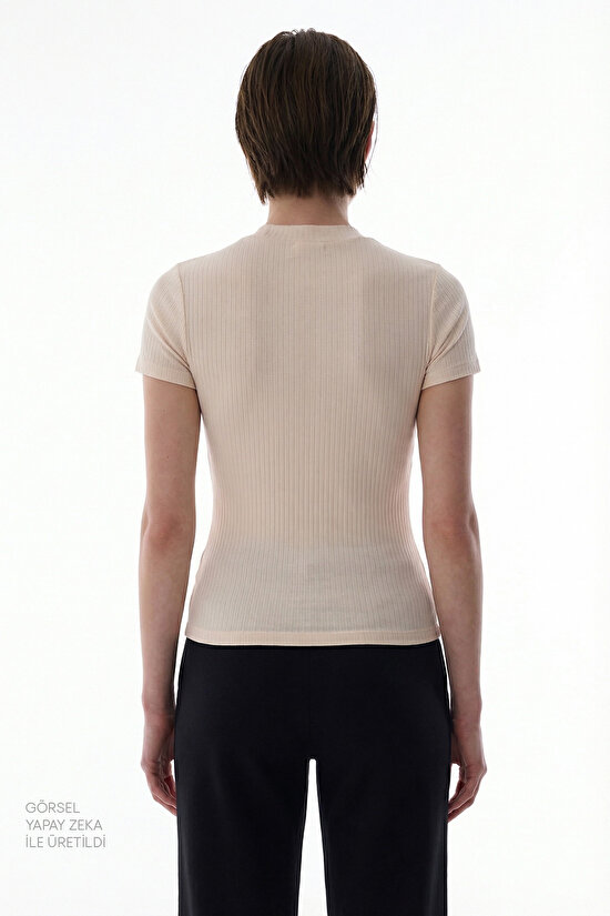 Ekru Yarım Balıkçı Yaka Modal Üst - 4