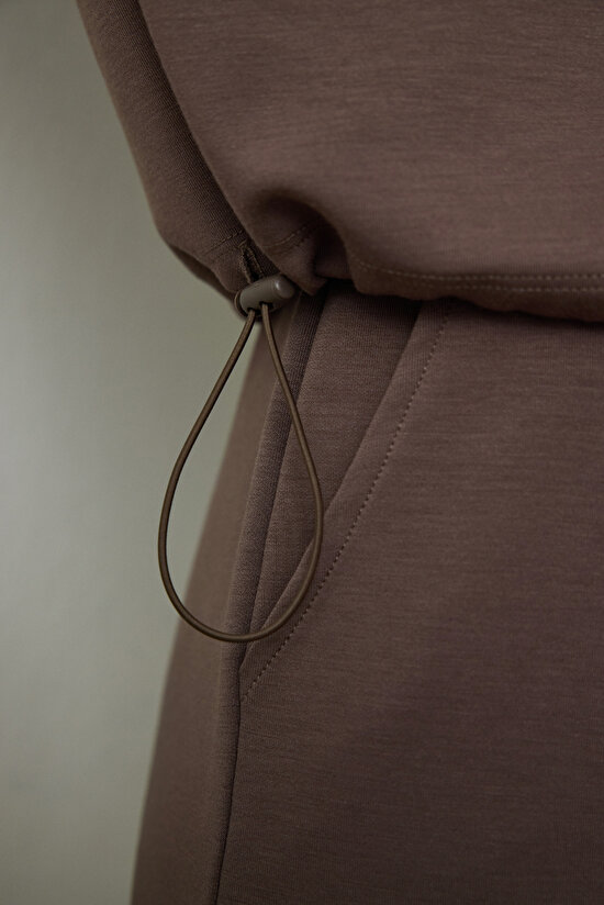 Khaki Silky Feel High Collar Crop Sweatshirt - 6