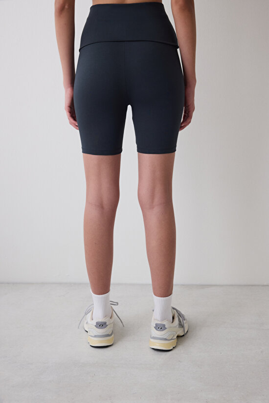 Antrasit Katlanabilir Bel Biker Tayt - 3