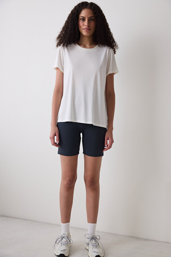 Antrasit Katlanabilir Bel Biker Tayt - 4