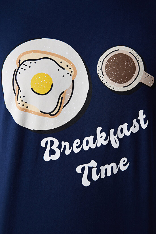 Erkek Breakfast Time Yazılı Çok Renkli Pijama Takımı - 3