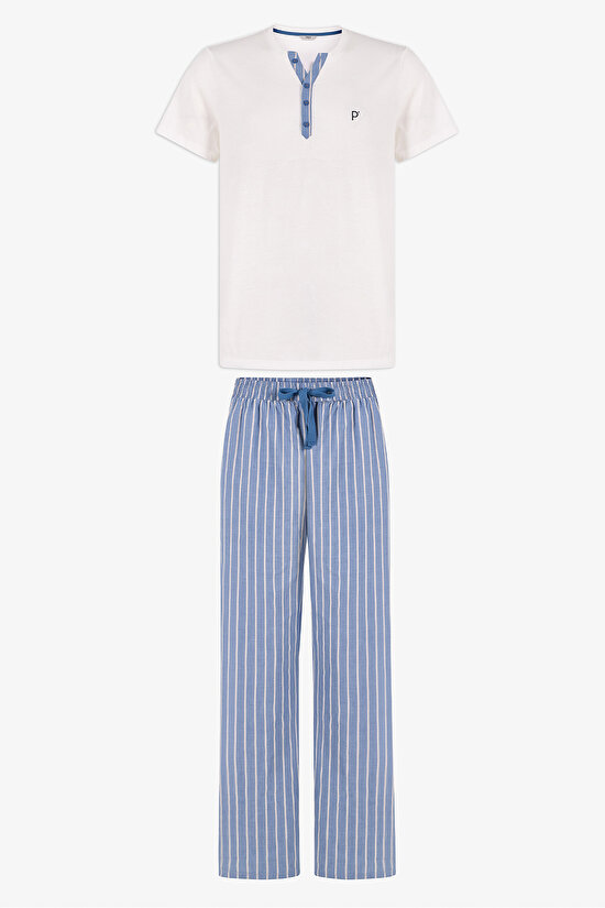 Erkek Renkli Soft Shore Pijama Takımı - 1