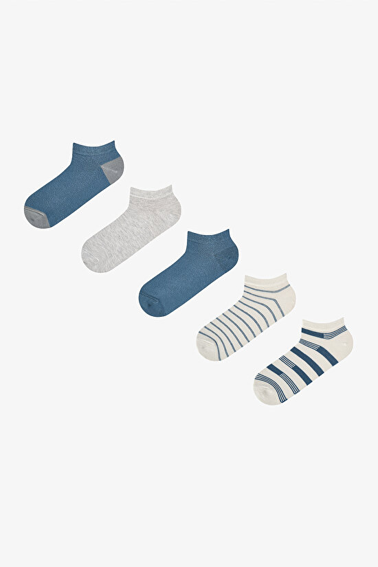 Erkek Renkli Marine Steps 5'li Patik Çorap - 1