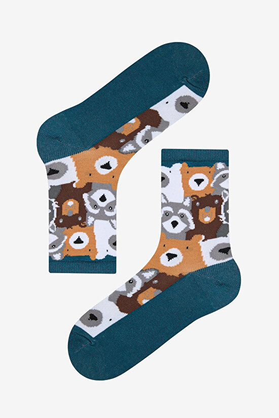 Erkek Çocuk Cute Animal Çok Renkli 4lü Soket Çorap - 5