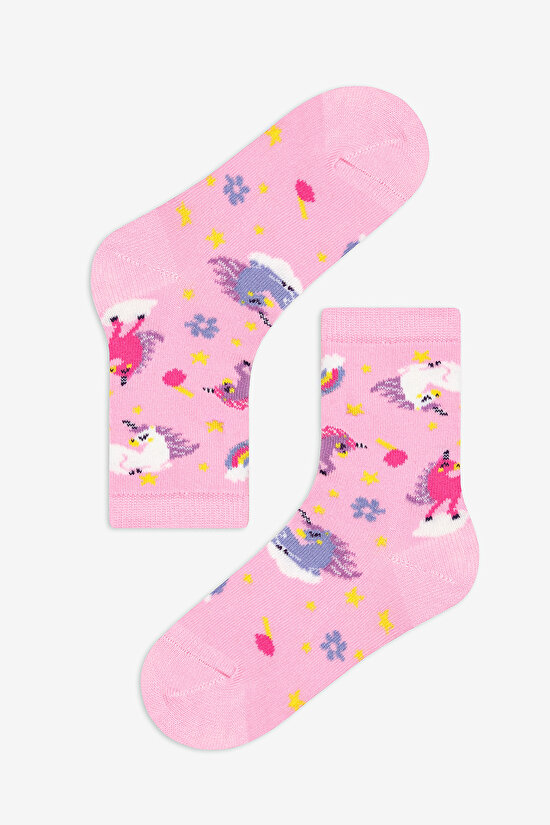 Girls Blue Unicorn 3in1 Multi Colour Socket Socks - 4