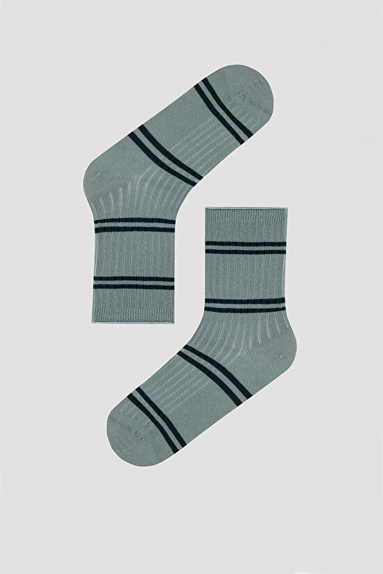 Blok Çizgili 5li Soket Çorap - 2