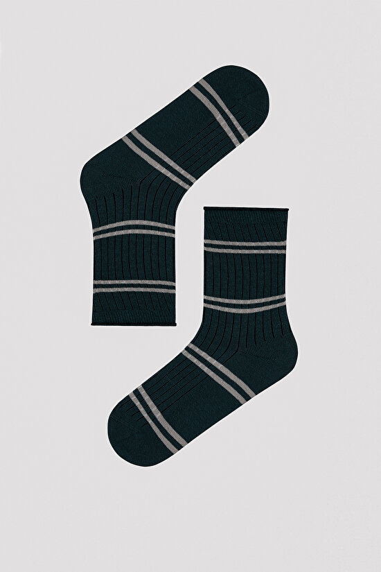 Blok Çizgili 5li Soket Çorap - 3