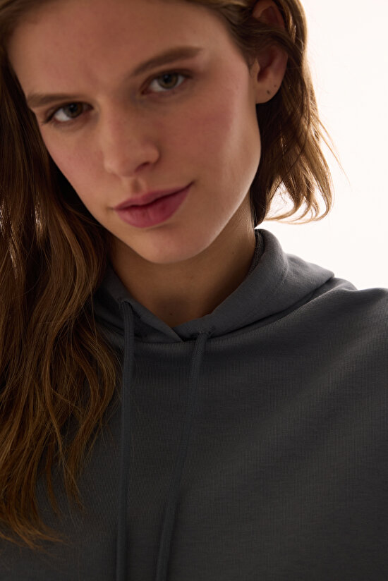 Gri Yüksek Bel Pileli Günlük Pantolon - 3