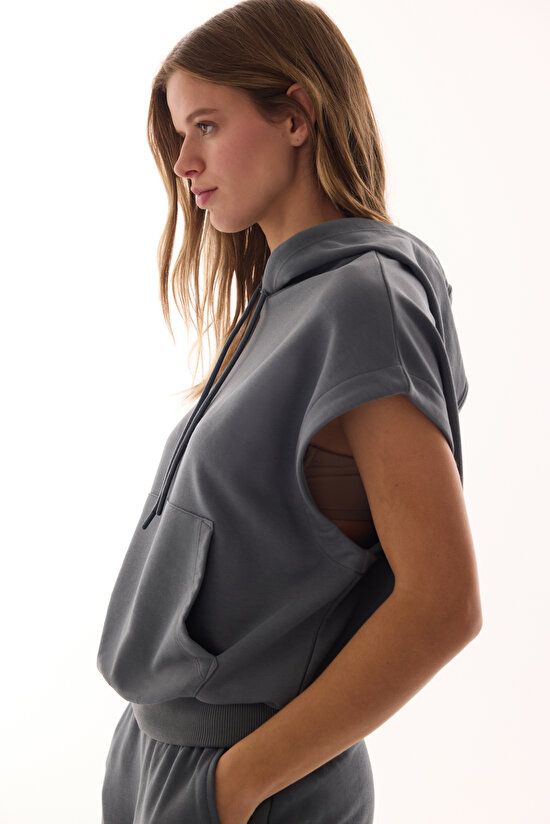 Gri Yüksek Bel Pileli Günlük Pantolon - 6