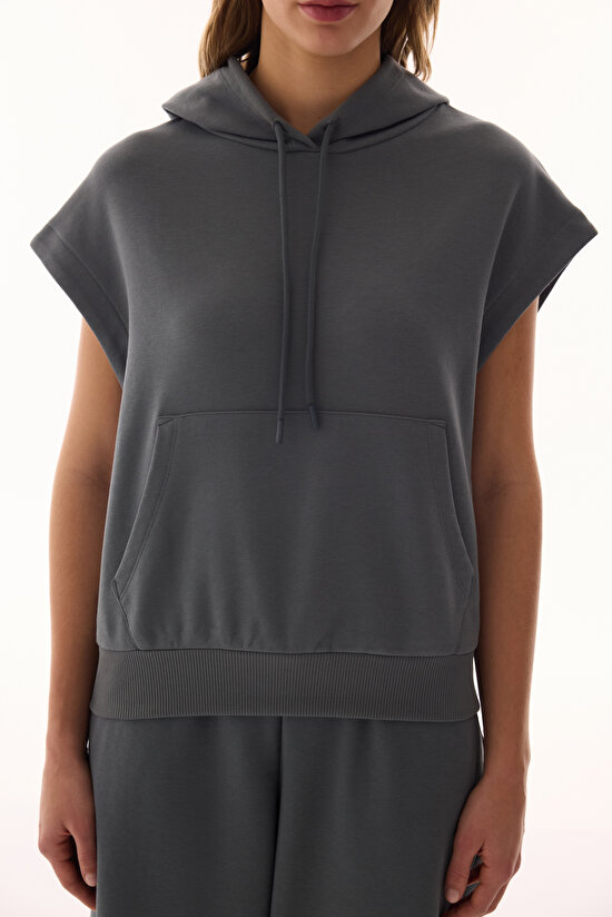 Gri Yüksek Bel Pileli Günlük Pantolon - 7