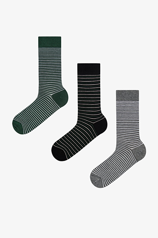 Erkek Renkli Forest Lines 3'lü Soket - 1